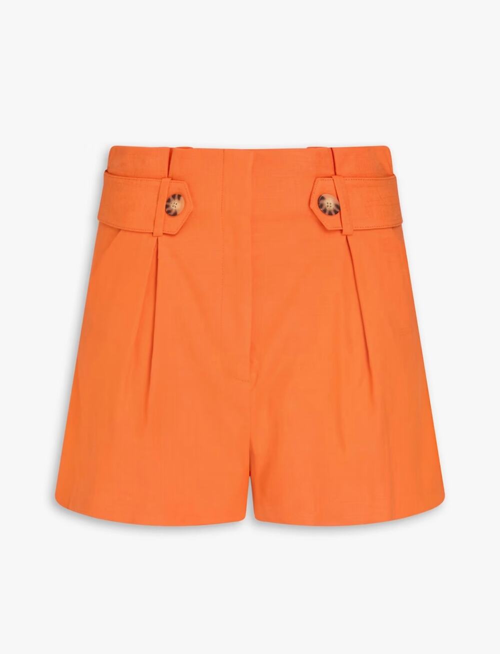 Veronica Beard Franzi Pleated Linen-Blend Shorts Orange NWT Size 0